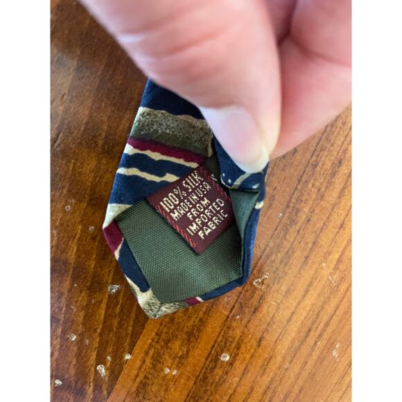 Chaps Ralph Lauren Neck Tie All Silk Stripes Stars Dots Blue Red Made in USA - Picture 4 of 6